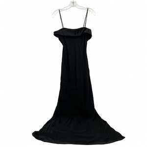 Niki Livas Black Maxi Dress Fold Over Front | Women’s Size 8